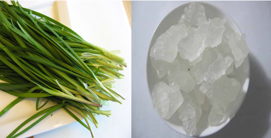 Lá hẹ và đường phèn